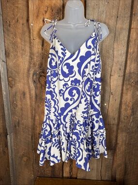 H&M Blue and White Tie-Strap Mini Dress NWT